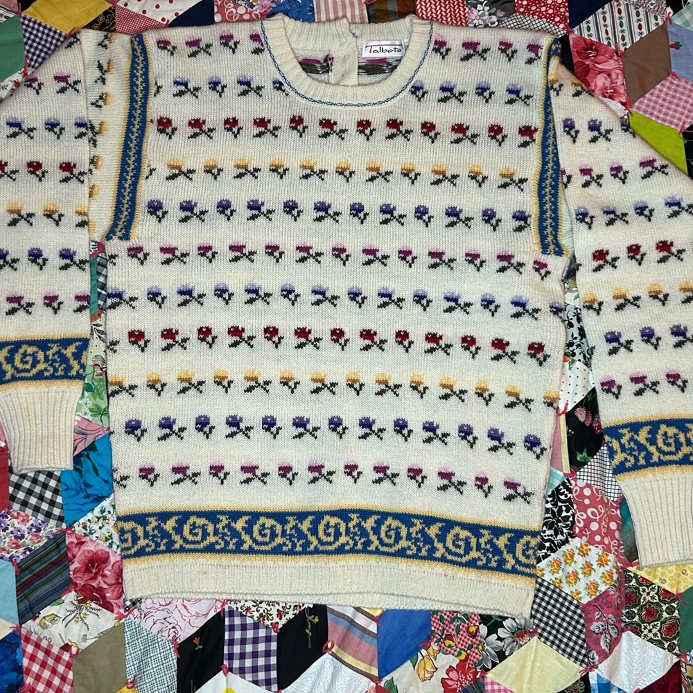 Talbots Fair isle  Crewneck Sweater - 100% wool
